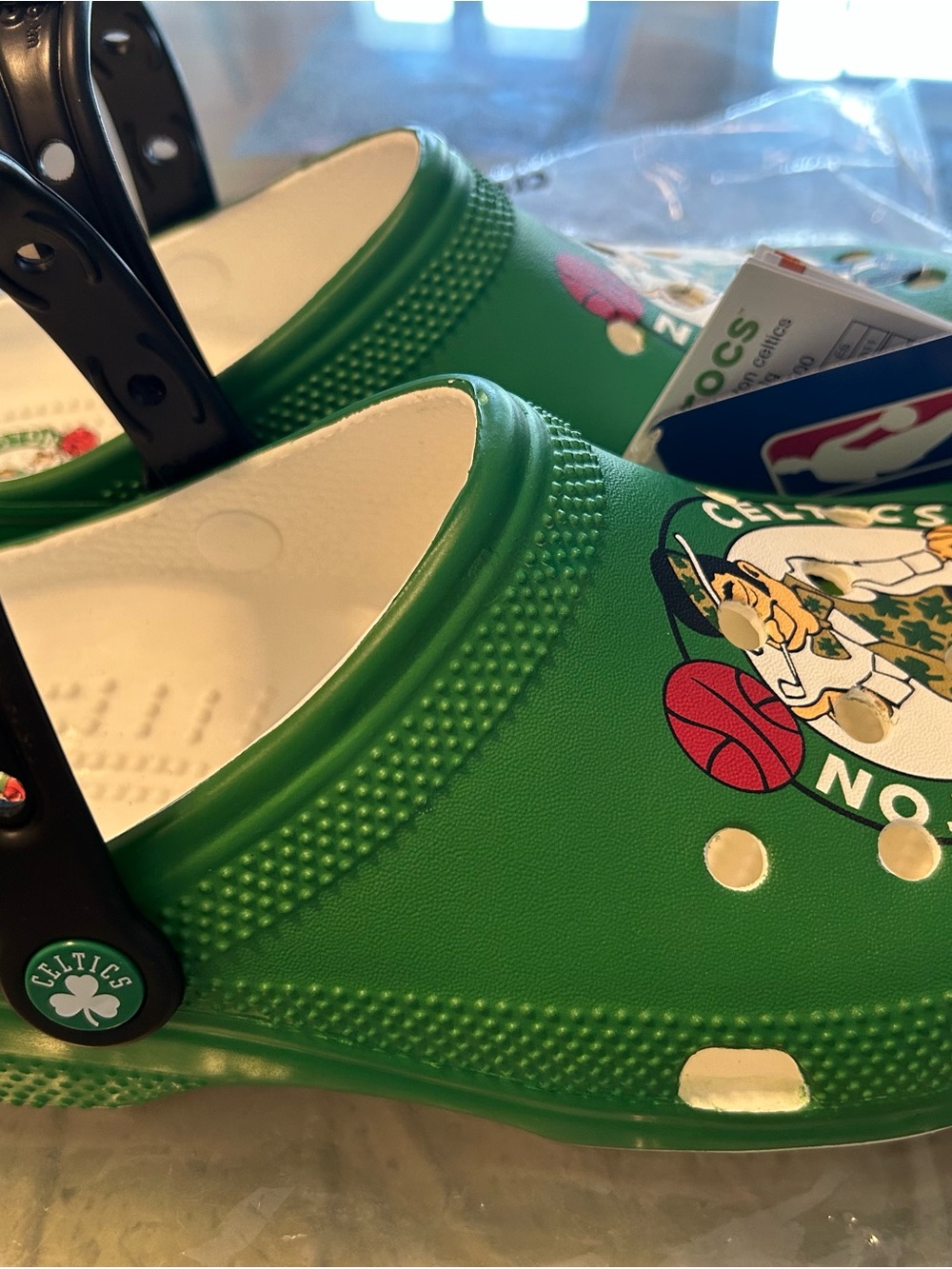 Women Green Celtics Logo Clog - Officially Licensed